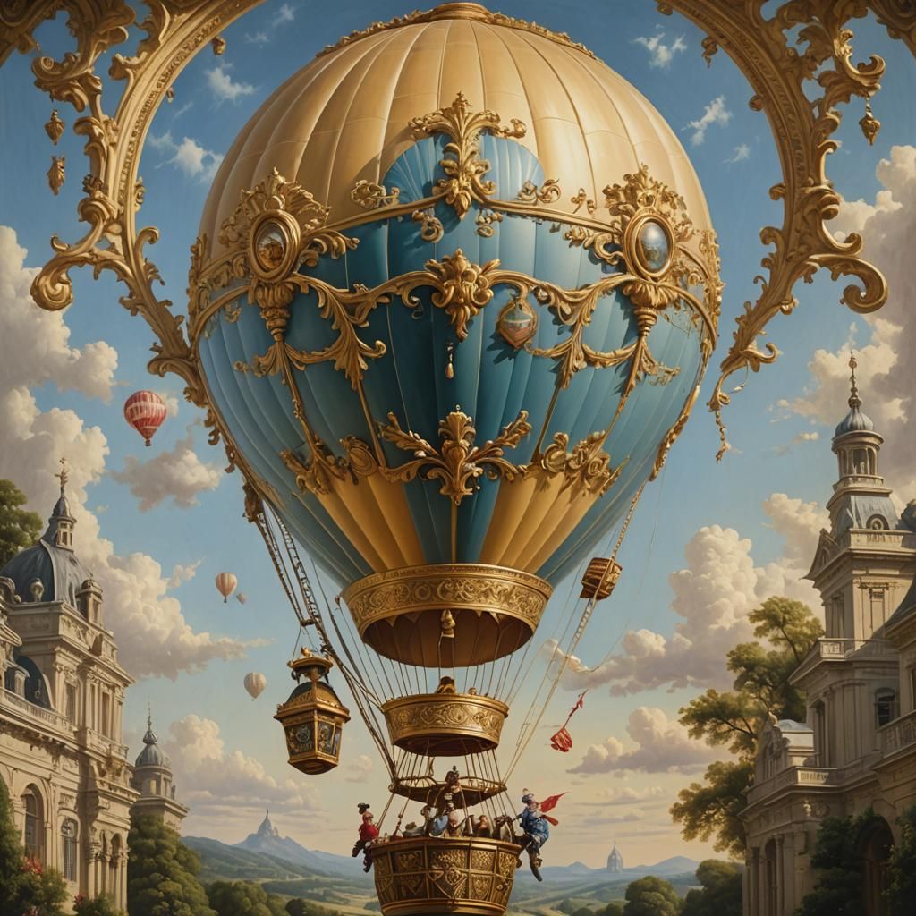 Rococo Hot Air Balloon in Pastel and Gold