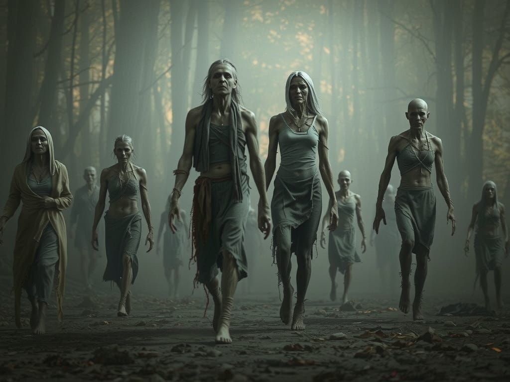 Post-Apocalyptic Zombies Wander Desolate Earth