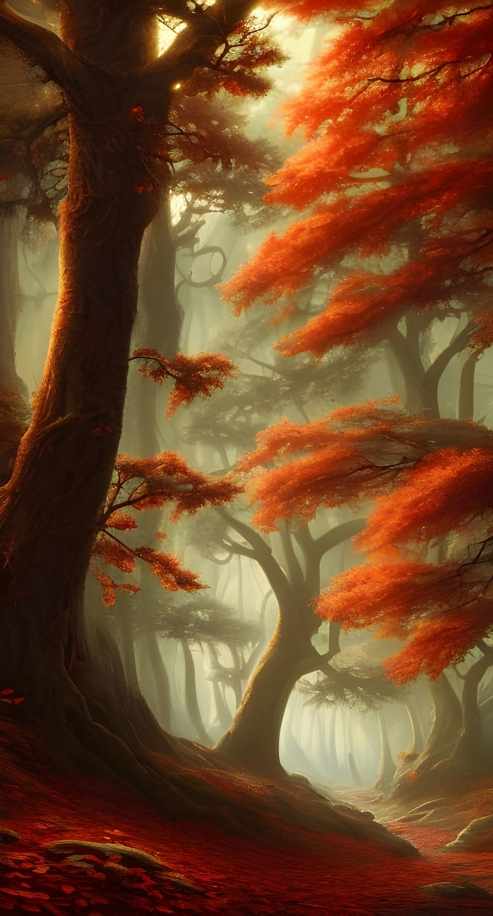 Magical Autumn Forest Landscape in Hyper-Realistic Style