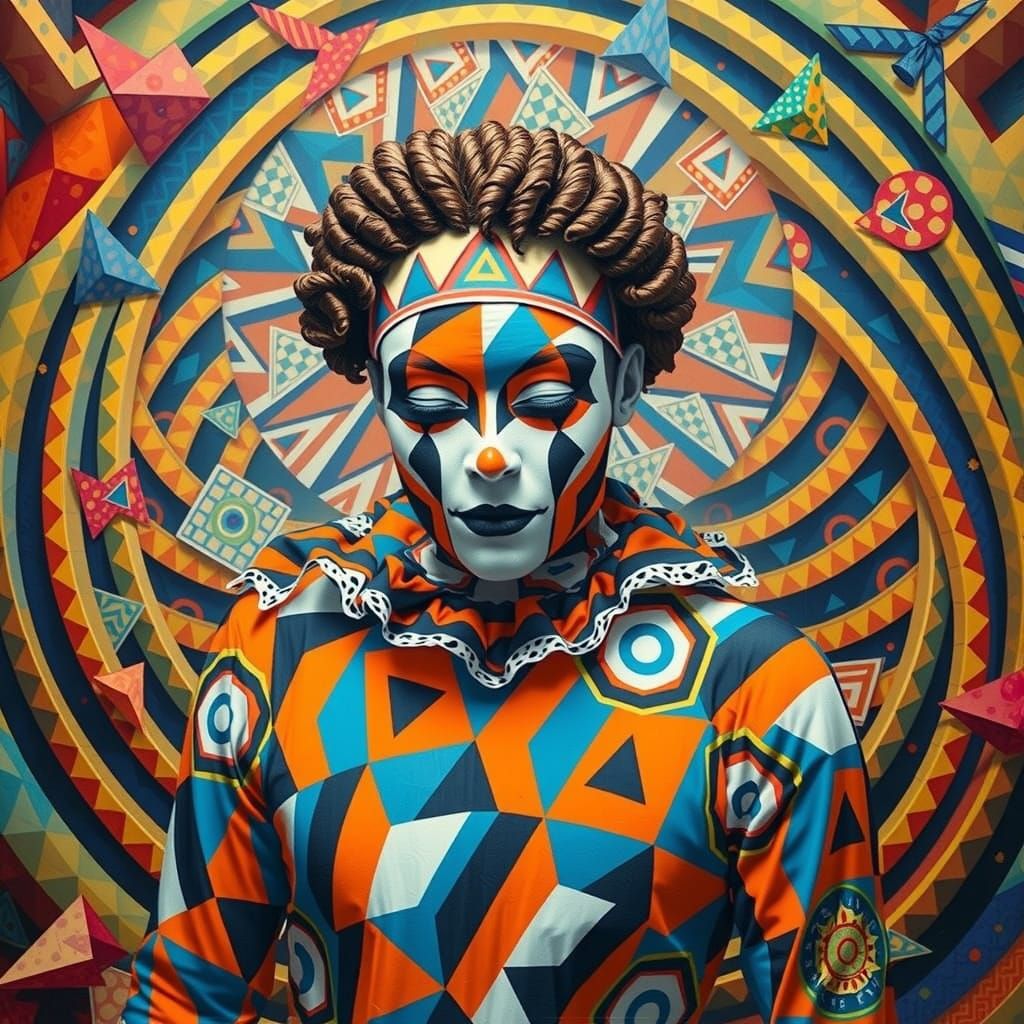 Hypnotic Harlequin in Geometric Optical Illusion