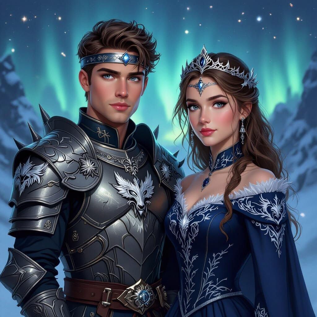 Twin Prince and Princess Portrait in Matte Painting Style