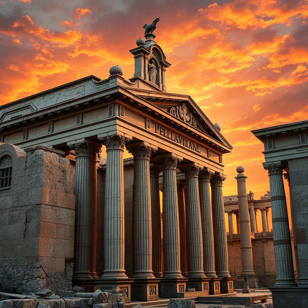 Ancient Roman Architecture in Splash Art Style