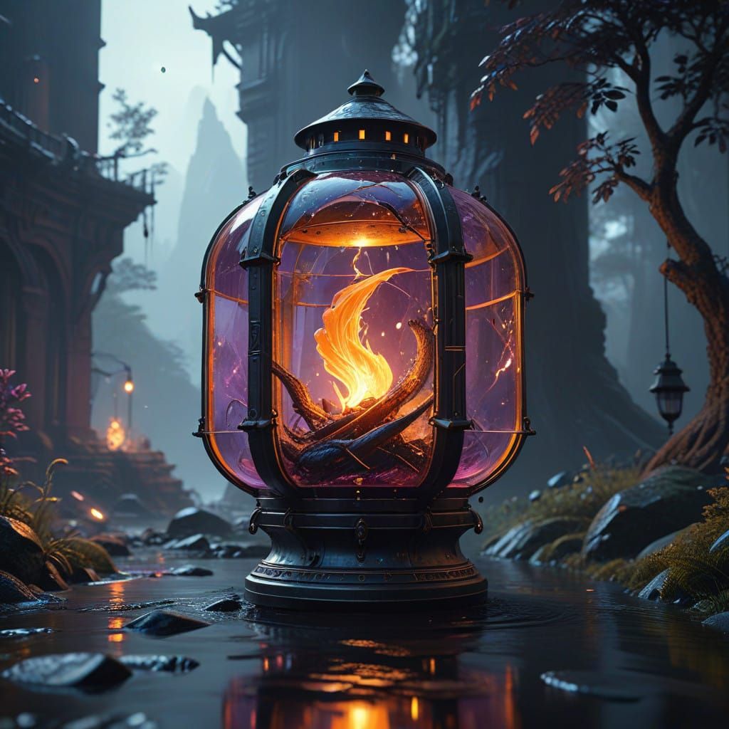 Ethereal Sci-Fi Lantern in Industrial Futurist Style