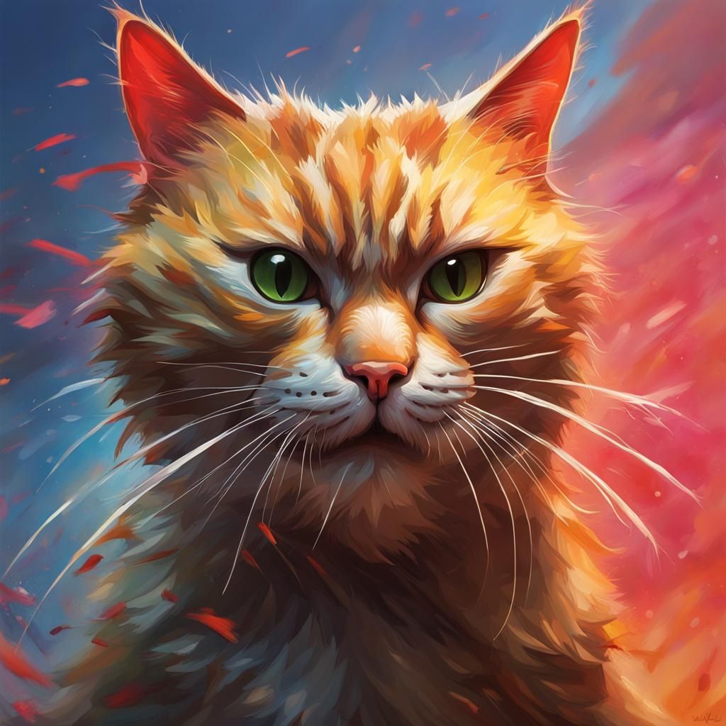 Kung-Fu Cat in Hyperrealistic Splash Art Style