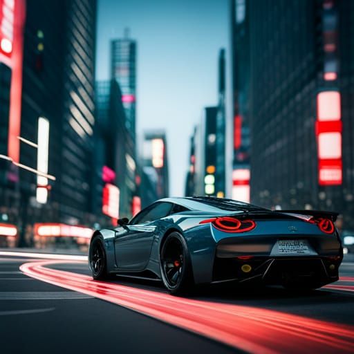 Hyperrealistic Supercar in Tokyo at Night