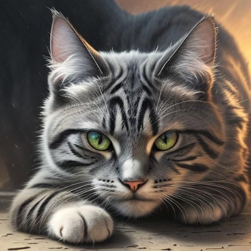 Realistic Cat in Detailed Digital Matte Painting