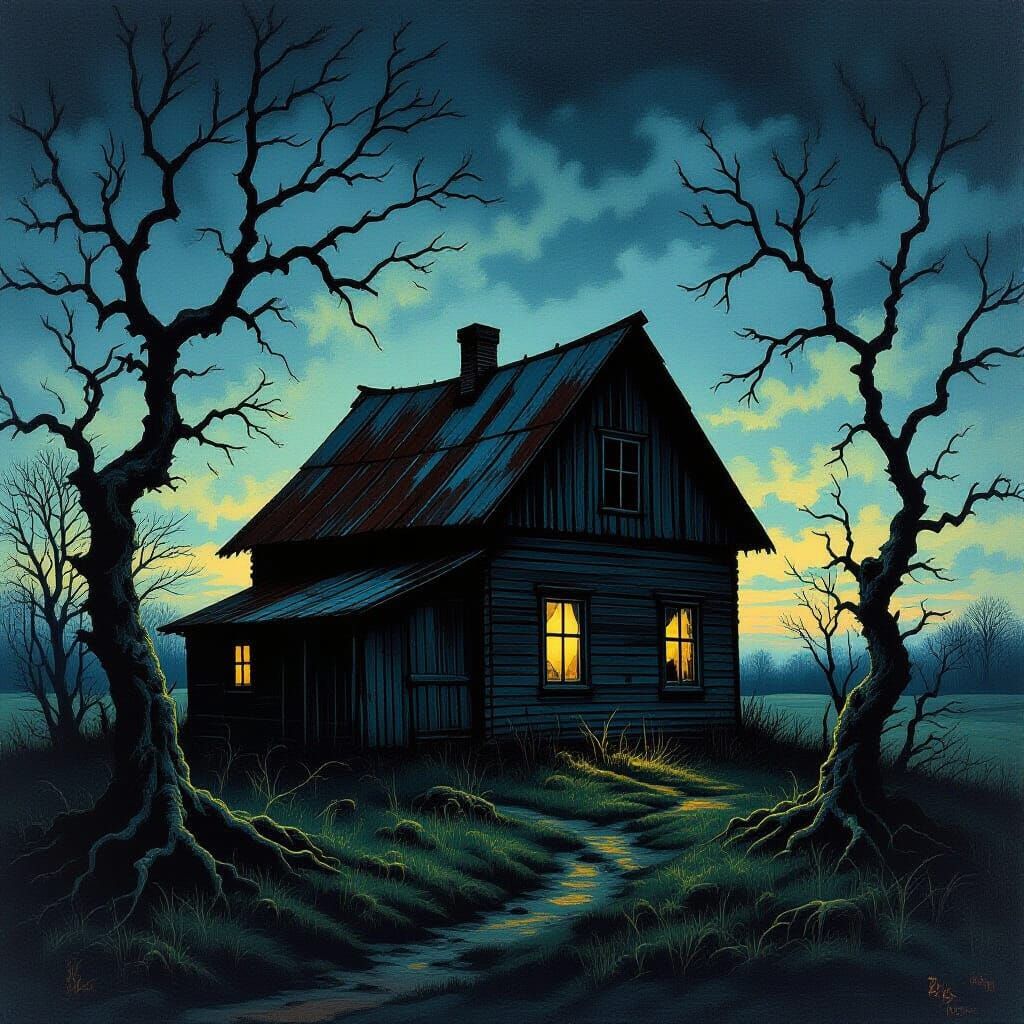Twilight Farmhouse in Dark Fantasy Style