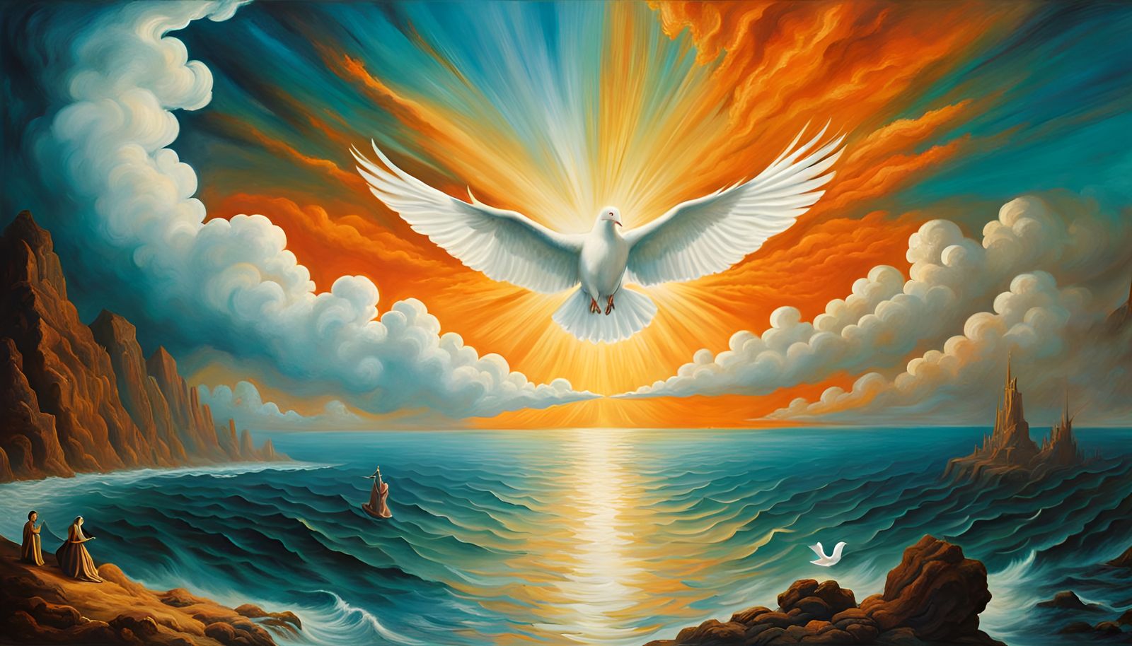 Holy Spirit Dove Descends in Surrealist Style