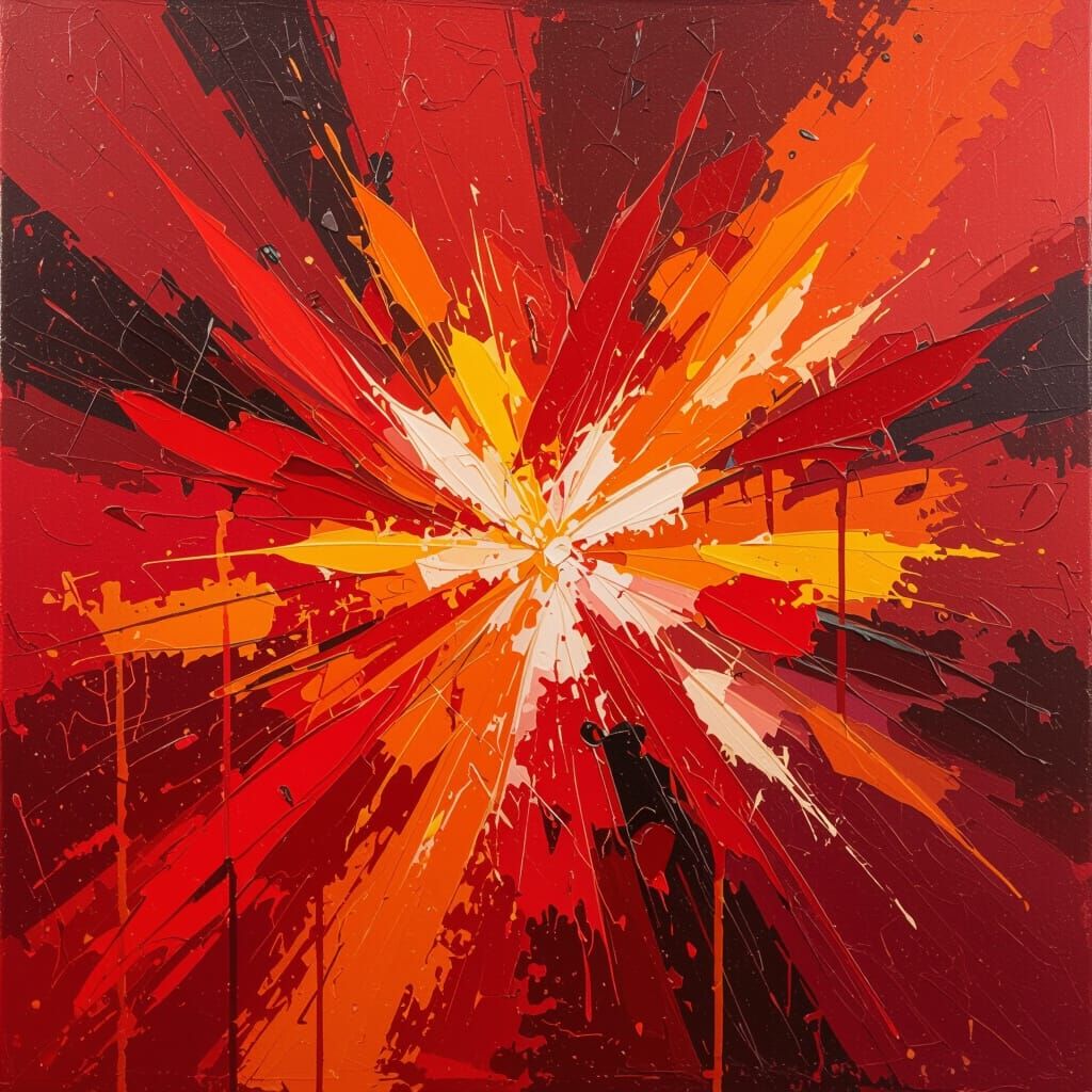 Crimson Abstract Expressionism: A Symphony of Raw Emotion