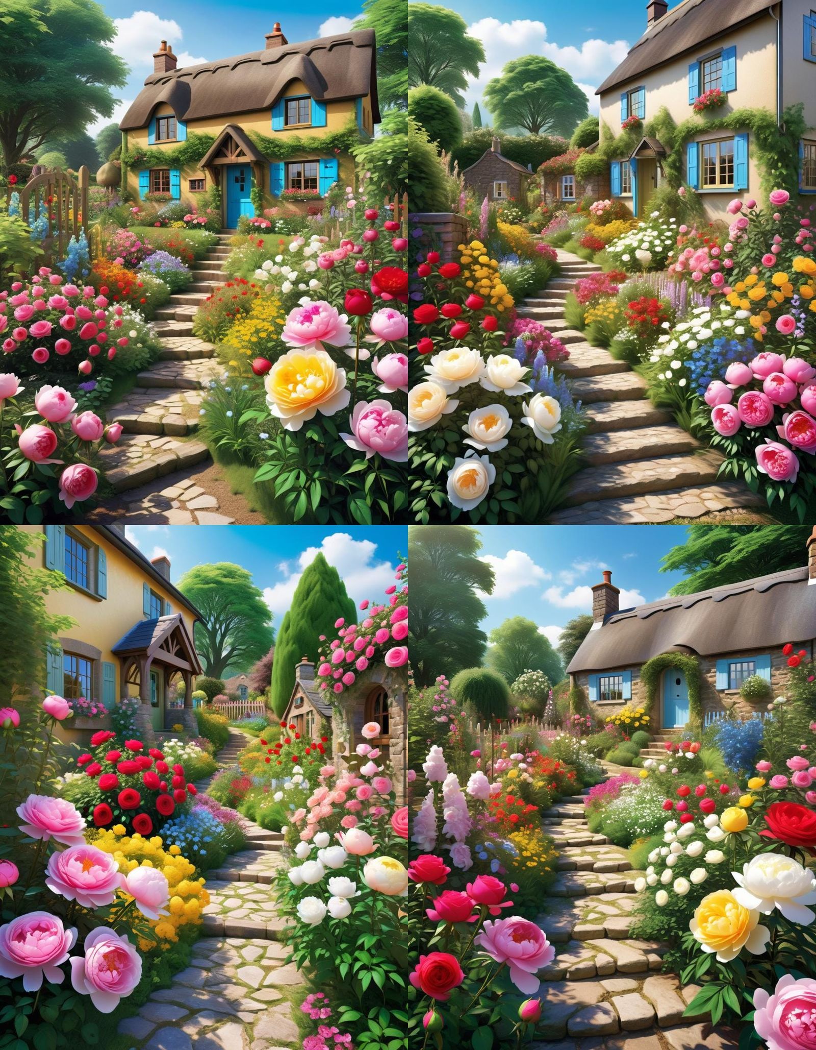 Sun-Kissed Flower Garden Utopia in 3D