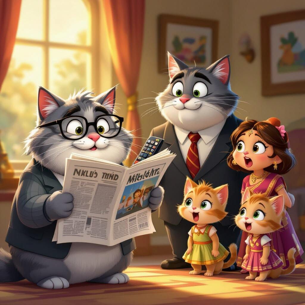 Grandpa Cat Proudly Holds TV Remote, Family Shocked