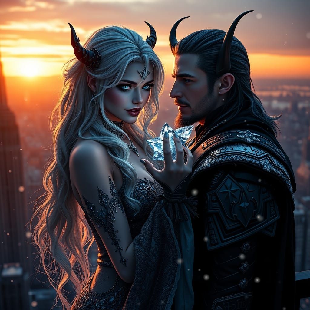 Grayfia and Loki Embrace at Sunset