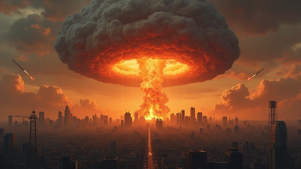 Nuclear Devastation Over Los Angeles in Realistic Style