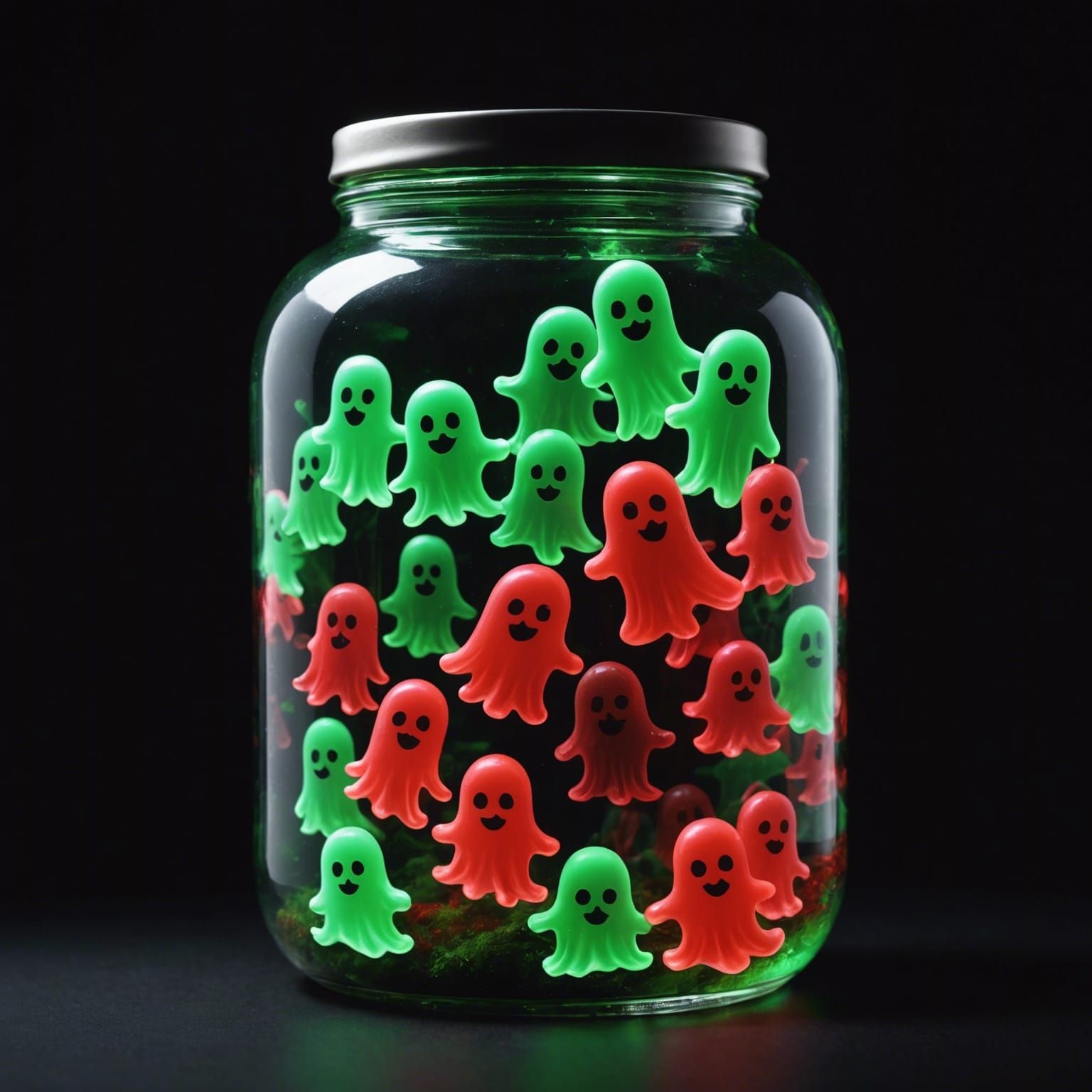 Bioluminescent Ghosts Swirling in Glass Jar