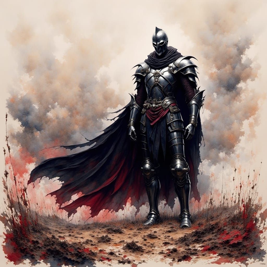 Evil Knight in Expressive Watercolor Style