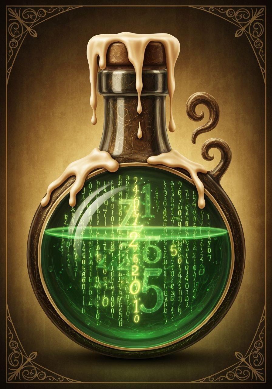 Matrix Code Potion Bottle in Medieval Setting