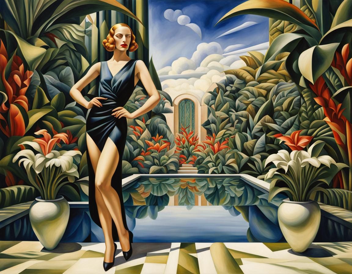 Art Deco Girl in Hypermaximalist Garden