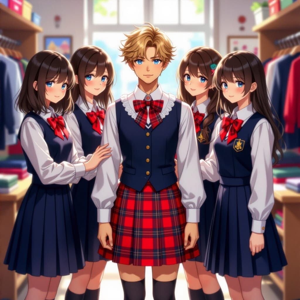 Schoolgirls Transform Man: Hyperdetailed Digital Portrait