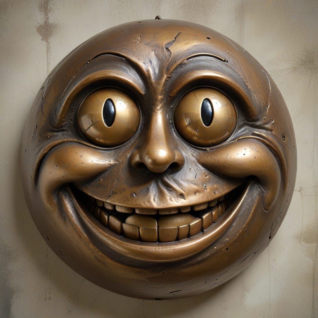 Giant Bronze Three-Eyed Smiley Face