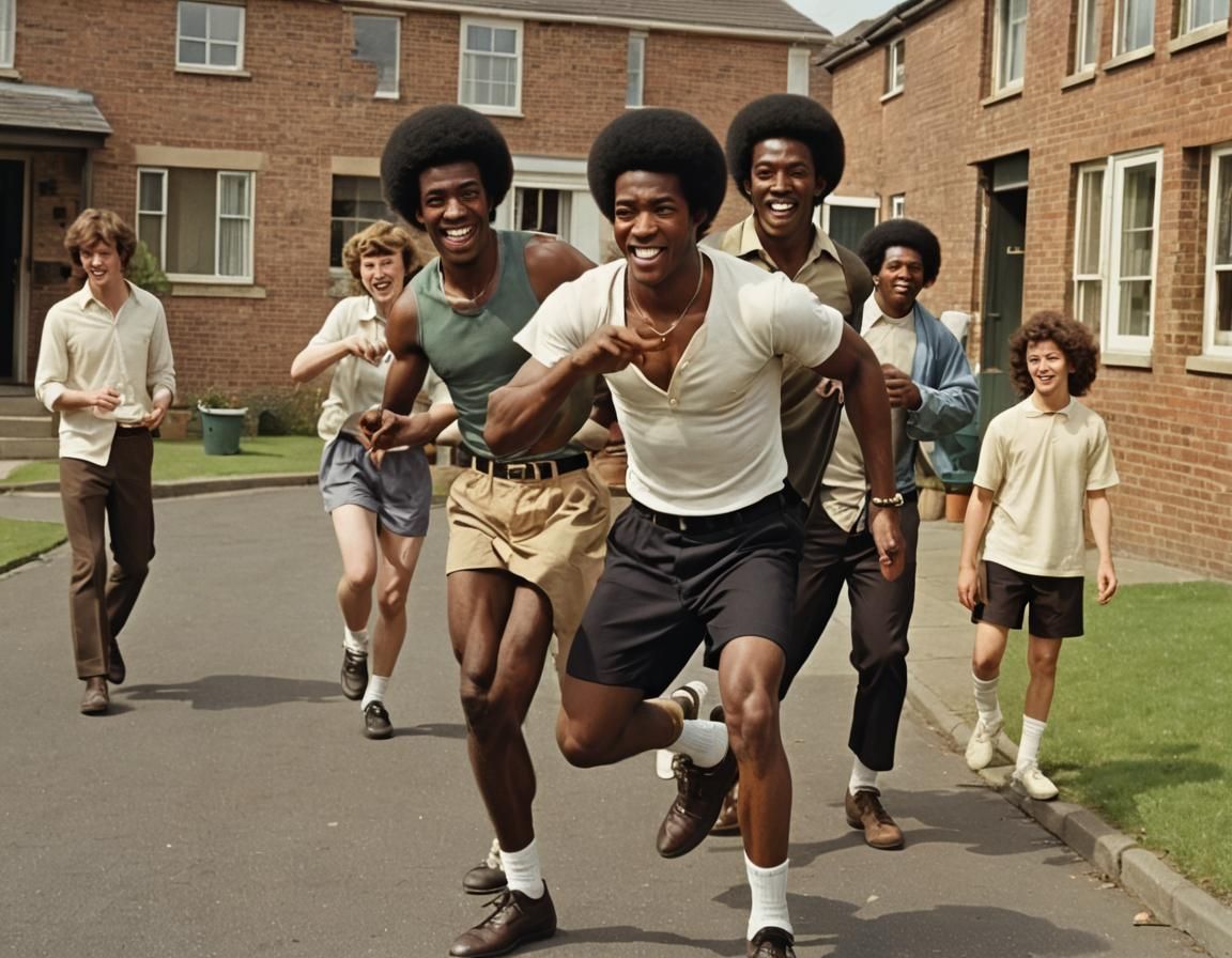 Happy 70s Teen with Afro and Necklace