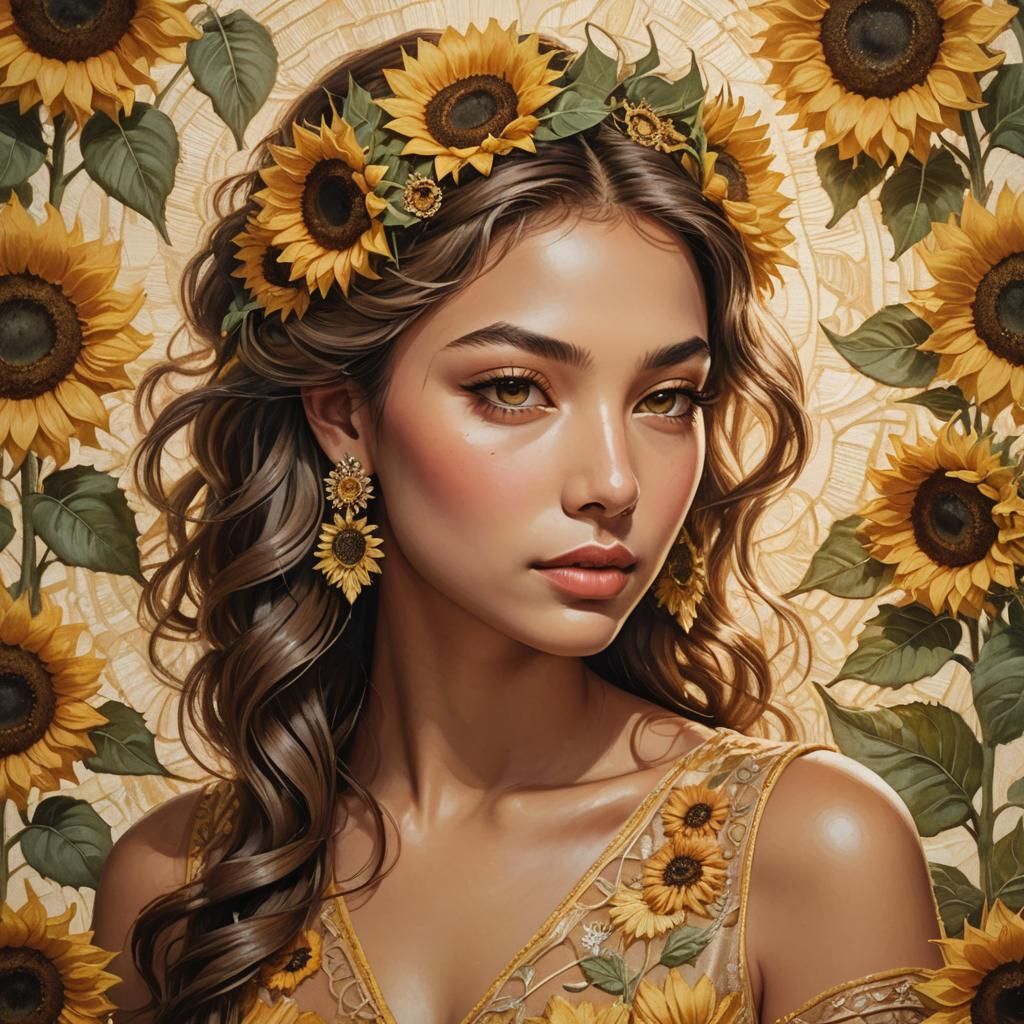 Sunflower Woman: A Portrait in Soft Light