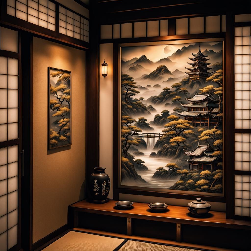 Hyperrealistic Japanese Wall Art in HDR