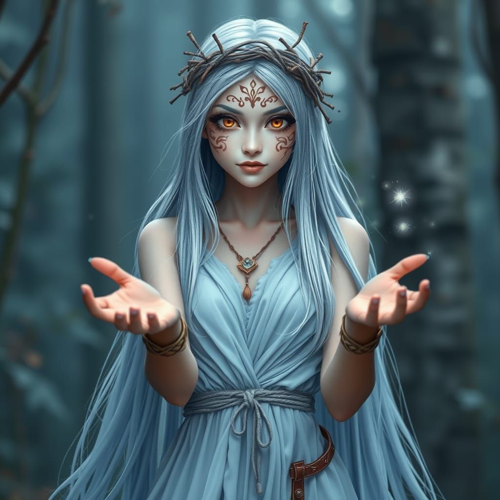 Ethereal Fantasy Maiden in Bluewood Realm