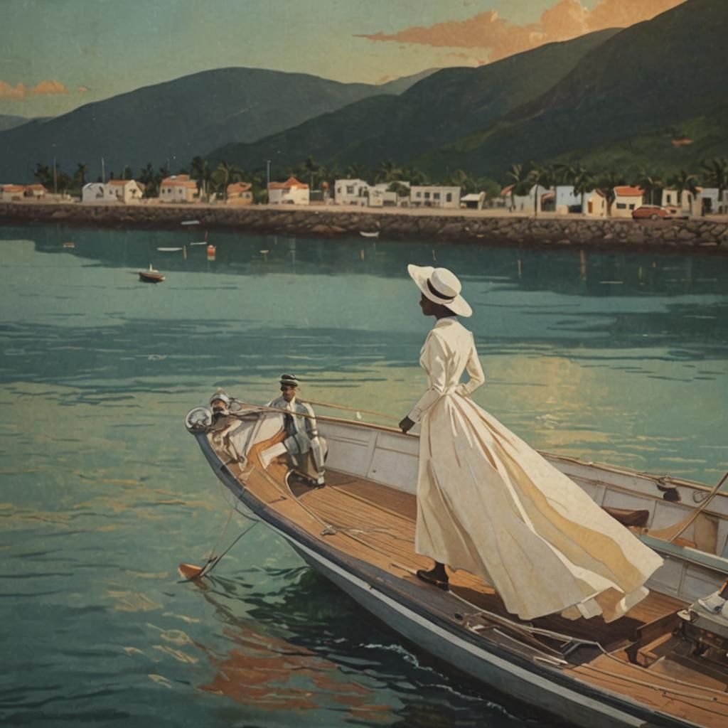 Romantic 1960s Travel Poster in Vintage Illustration Style