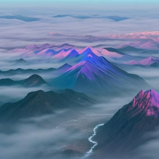 Purple and Blue Dragon Over City, Digital Art