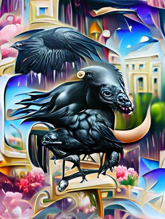Neoclassical Monstrous Crow Icon in Hyperrealism