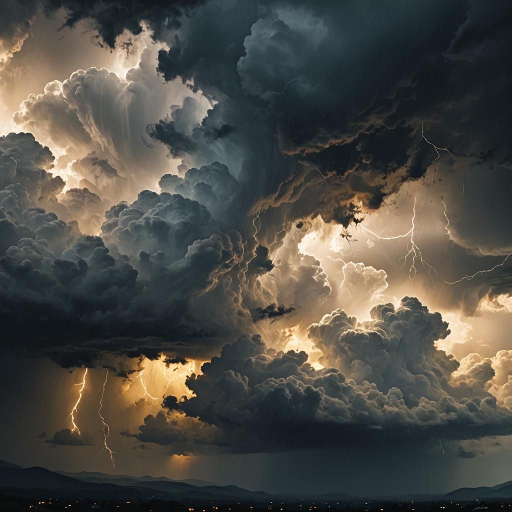 Dramatic Stormy Clouds with Golden Light: Cinematic Landscap...