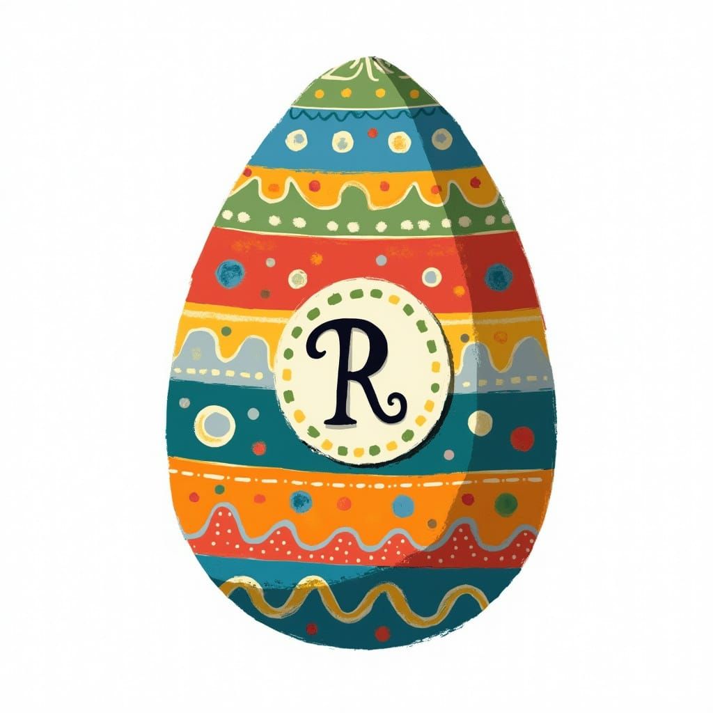 Vibrant Easter Egg in Folk Art Style