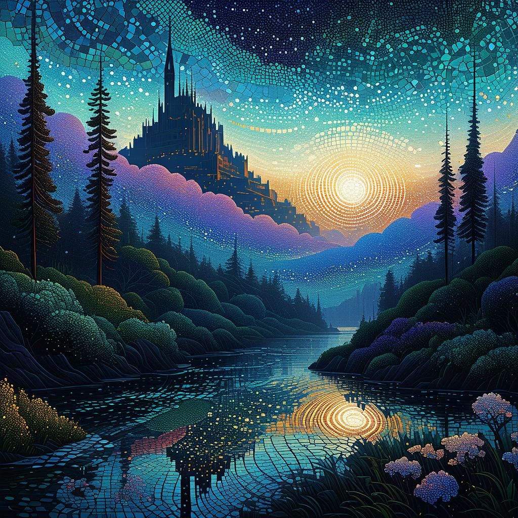 Ethereal Entities Dancing in Pointillism Style