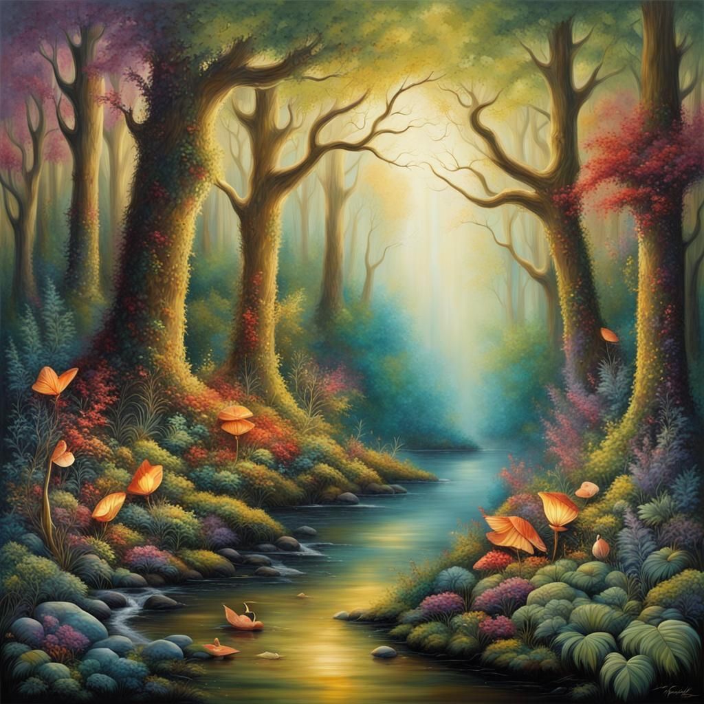 Enchanted Forest: Mystical Art for Wall Display
