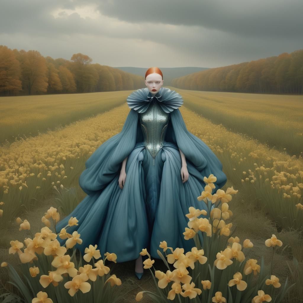 Surreal Fashion Portrait in Digital Art Style