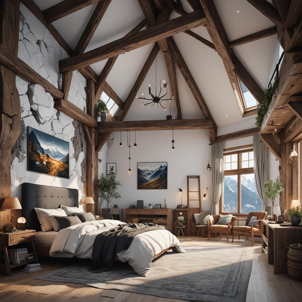 Mountain House Loft Room in Light Colors