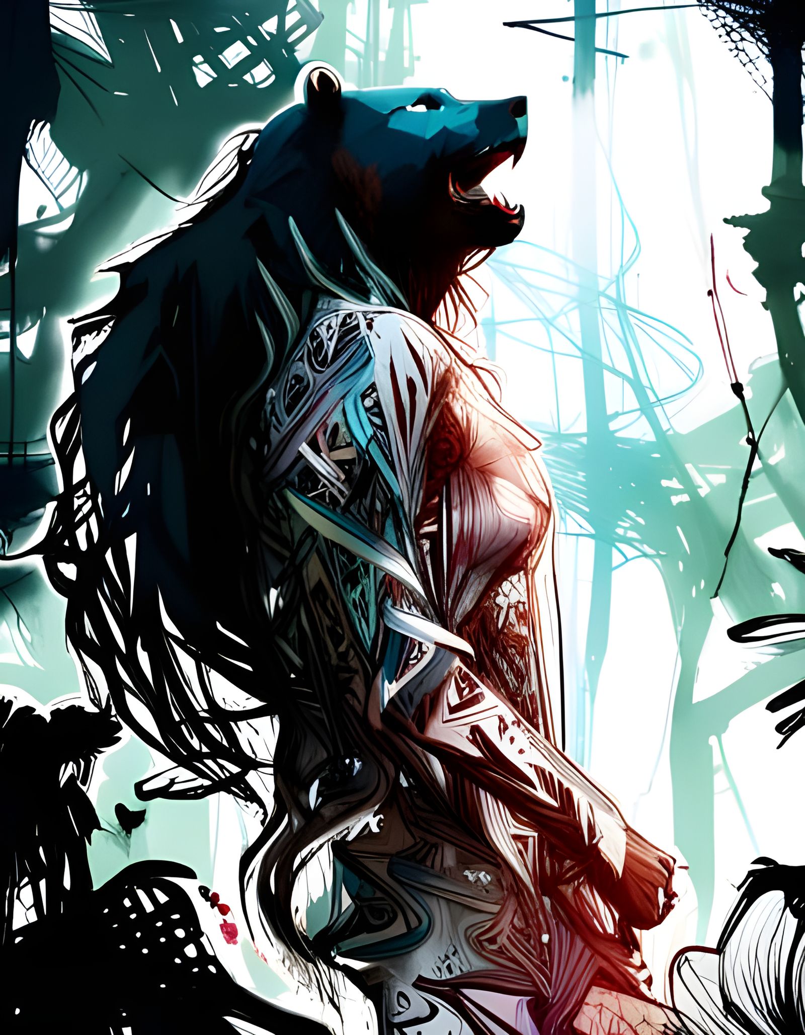 Ethereal Bear Ghost in Digital Illustration