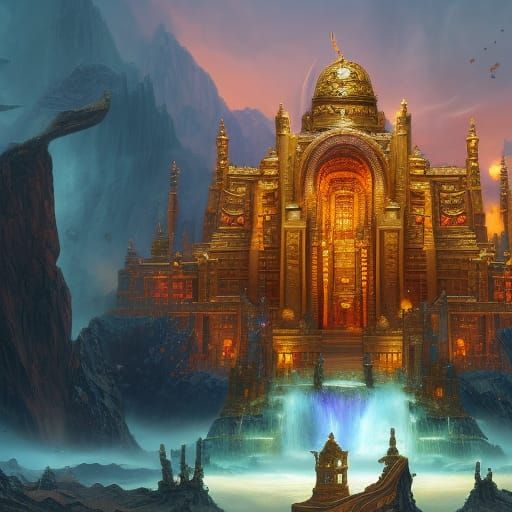 Fantastical Golden Temple Concept Art