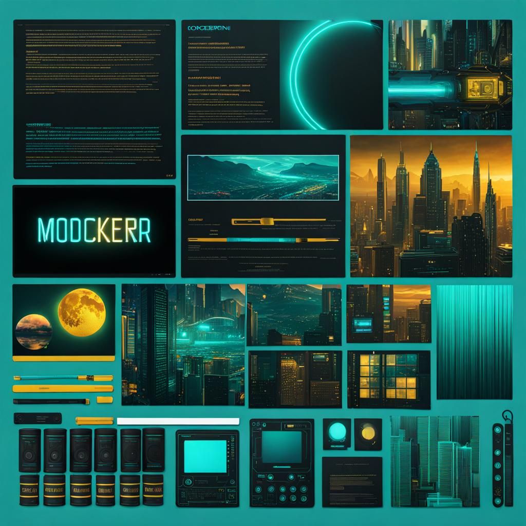 Cyberpunk Moodboard with Bioluminescent Elements