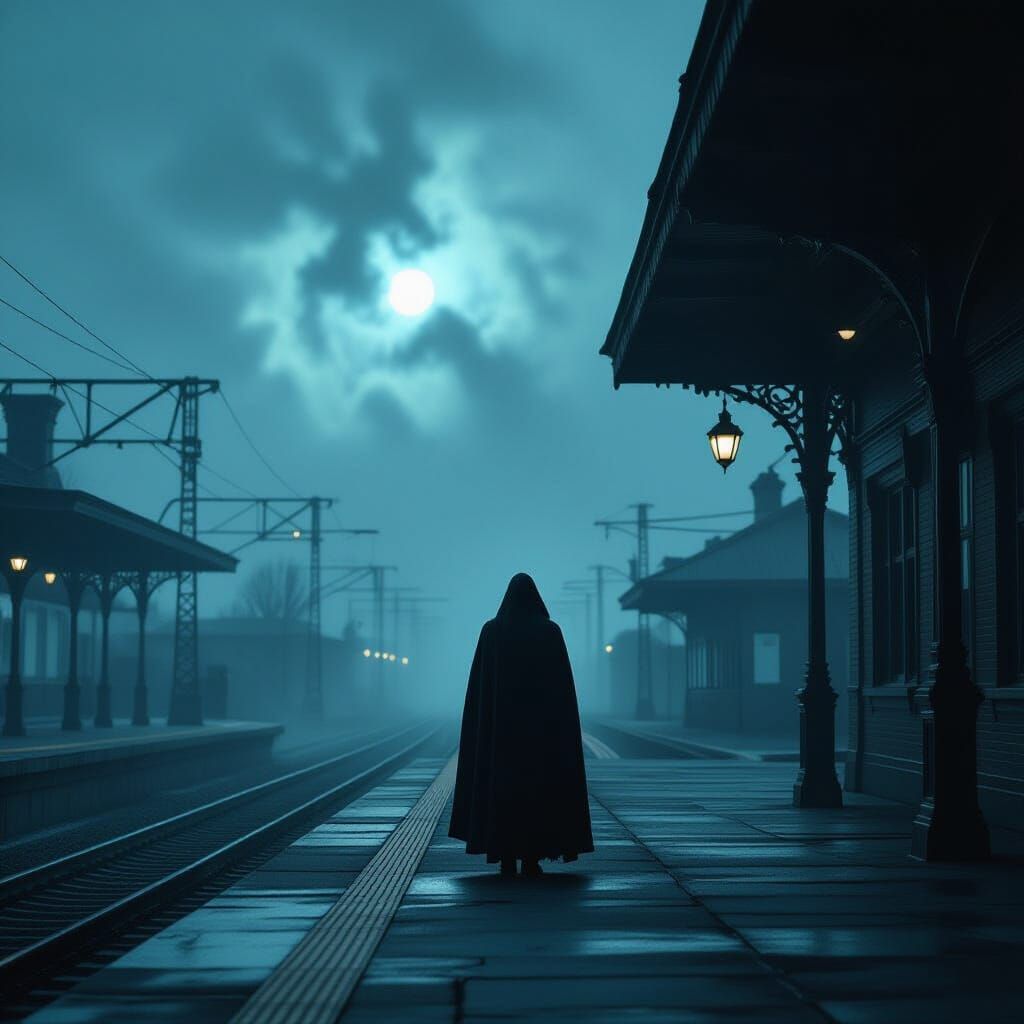 Cosmic Horror Figure on Desolate Platform