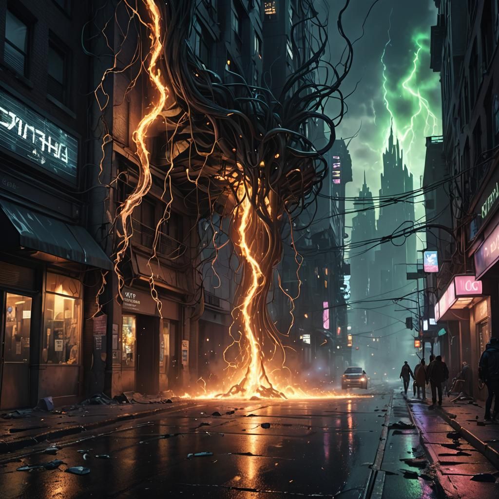 Eldritch Tendrils Erupt in Hyperrealistic Cityscape