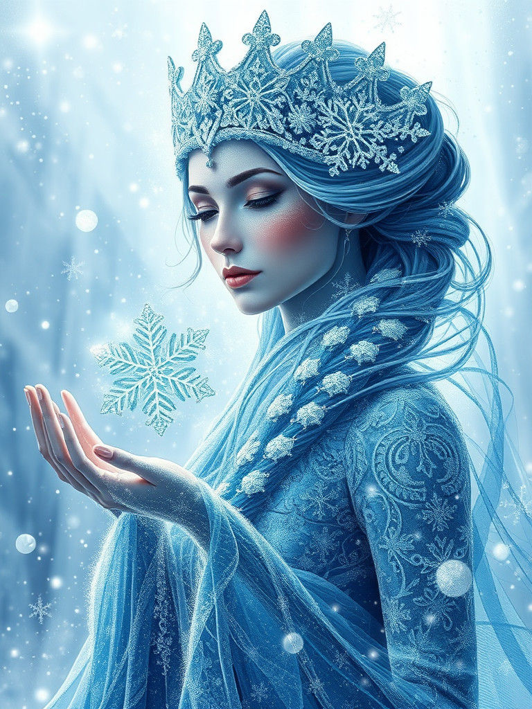 Frozen Ice Woman in Crystalline Lattice