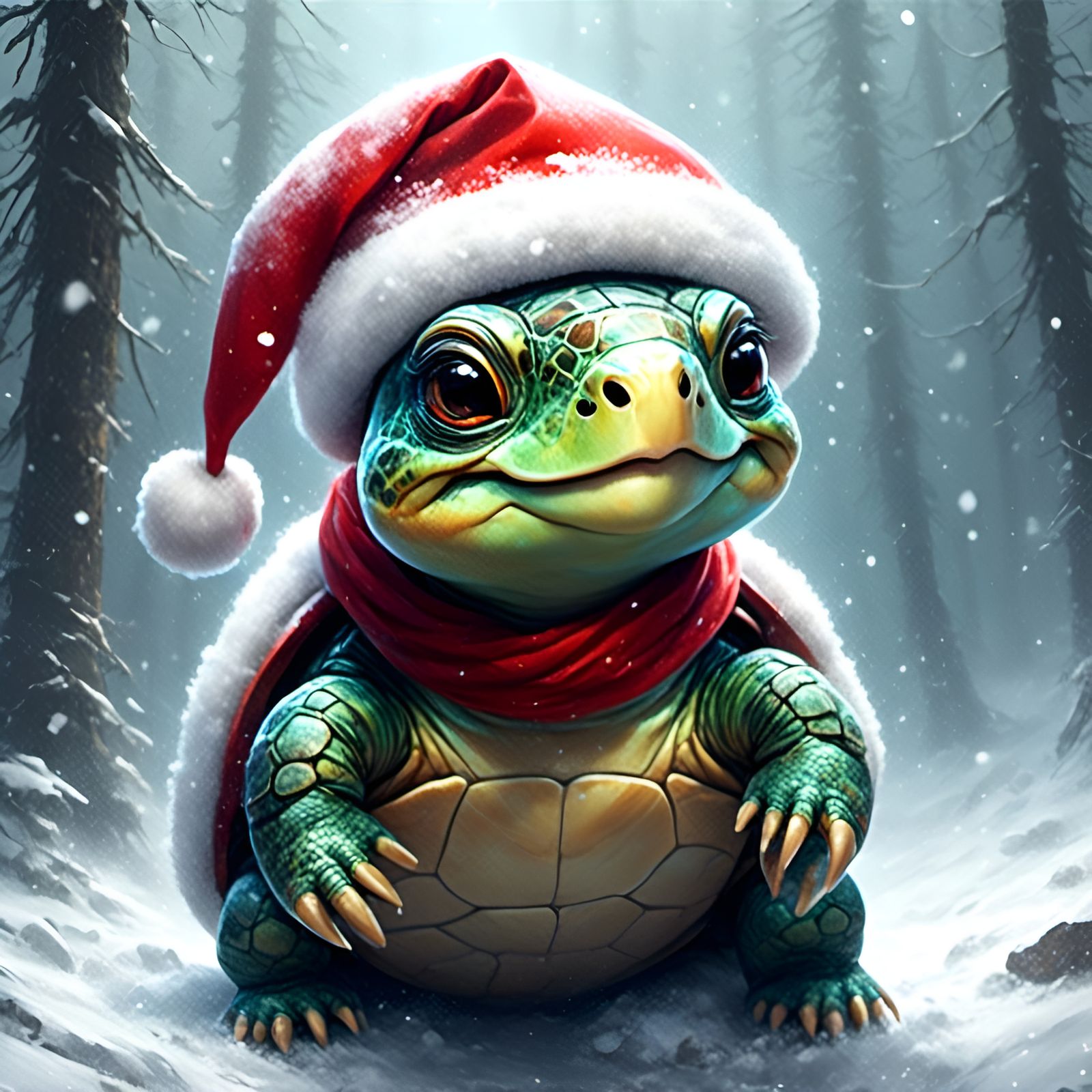 Festive Turtle Portrait in Graffiti Style