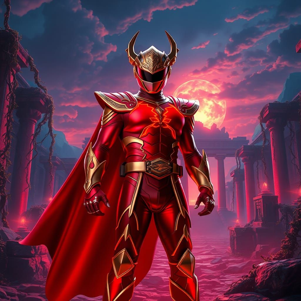 Heroic Power Ranger Ares in Mystical Temple Ruins