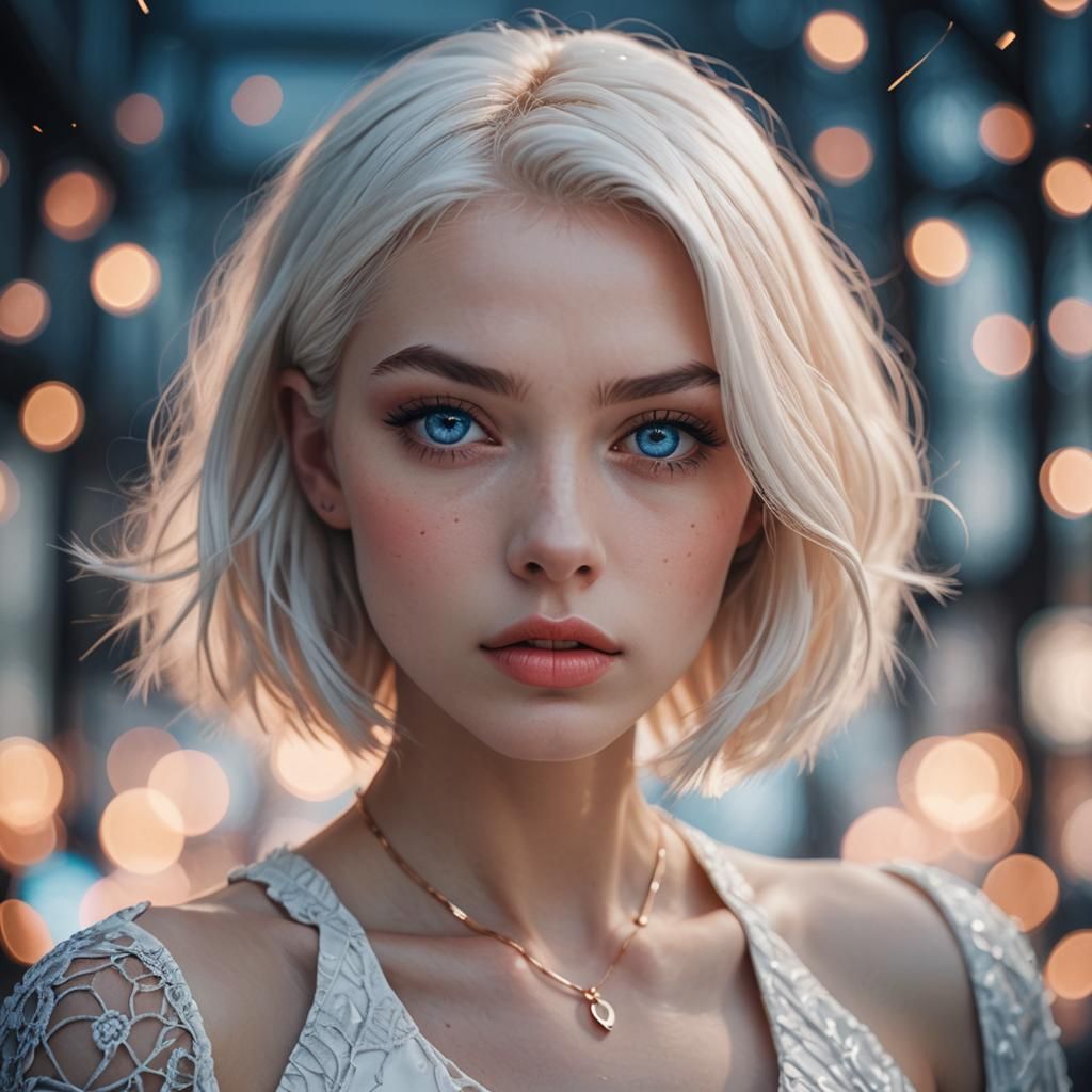 Portrait with Dark Blue Eyes and Professional Photography