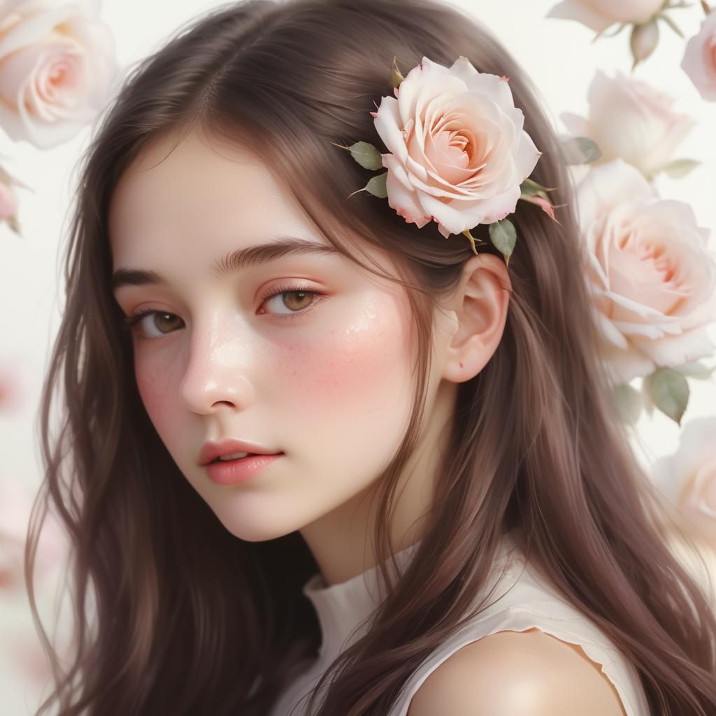 Romantic Pink Roses in Watercolor Style