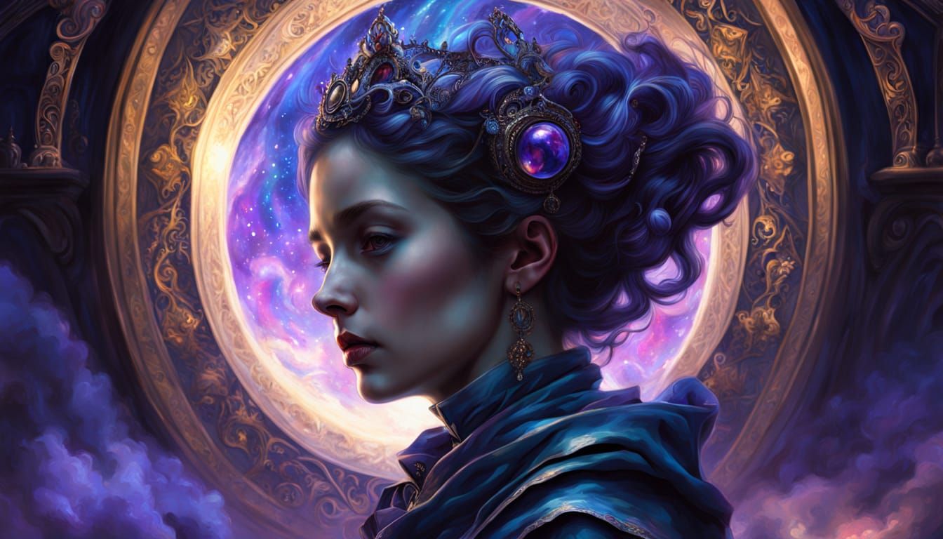 Ethereal Cosmic Being Adrift in Nebula: Digital Art