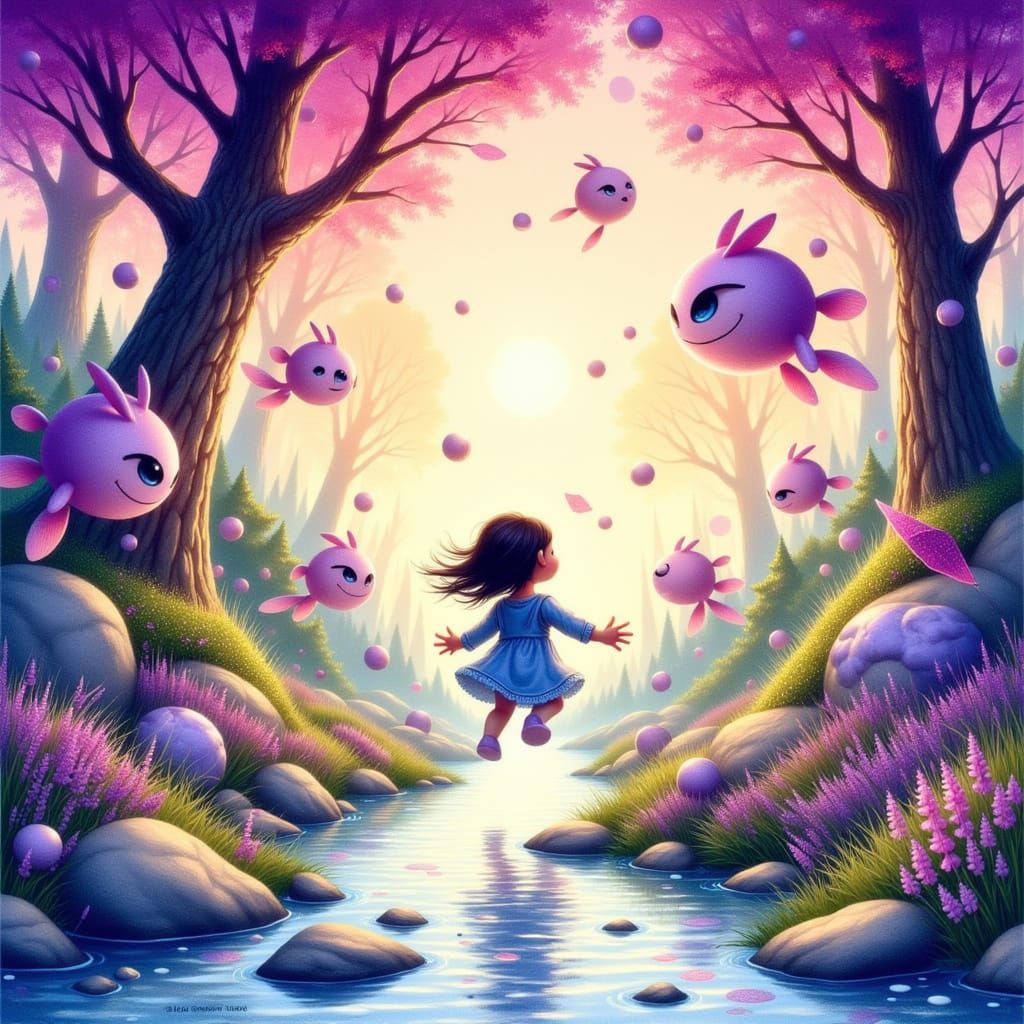 Kidcore Liminal Space in Vibrant Watercolor Style