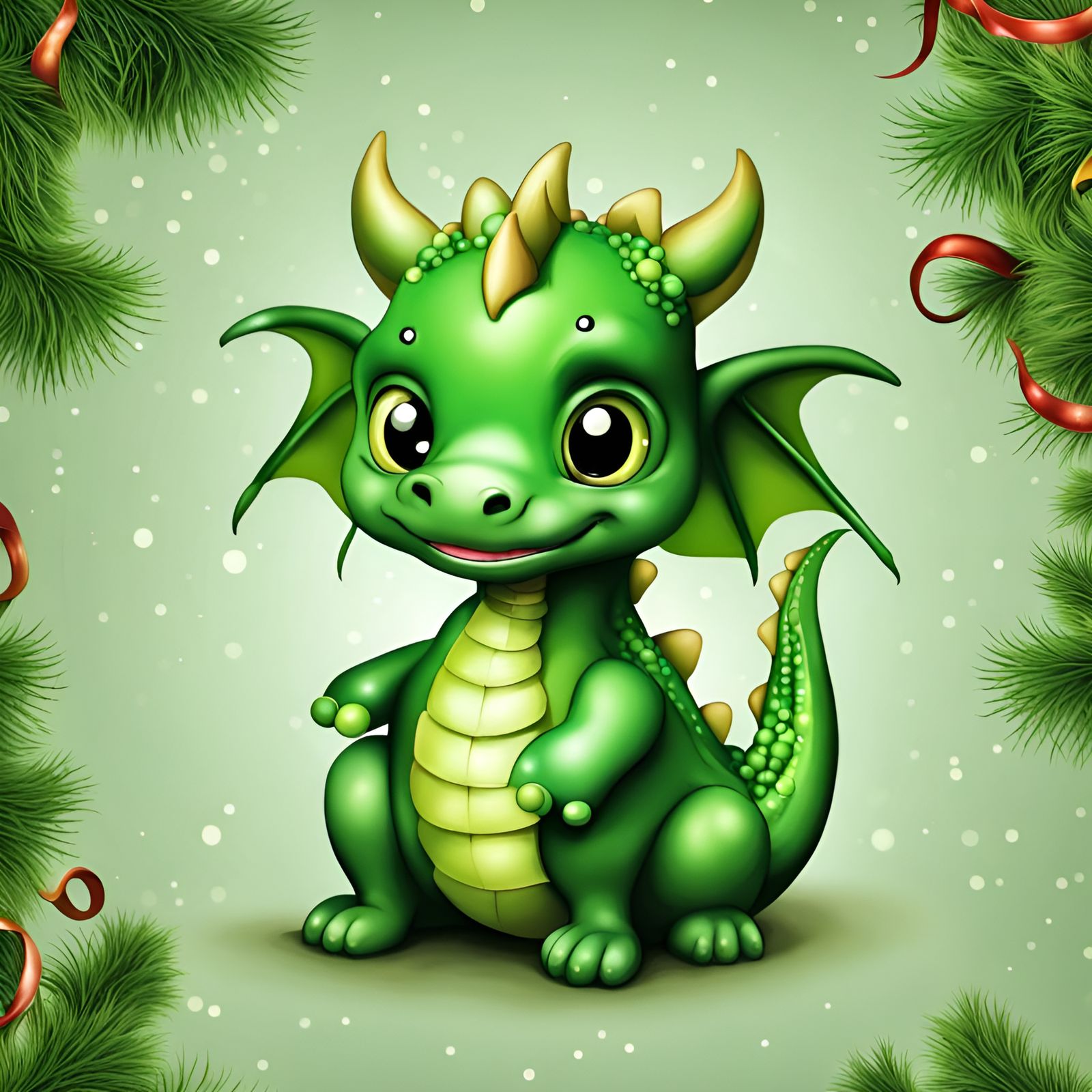 Festive Green Dragon Celebrates New Year