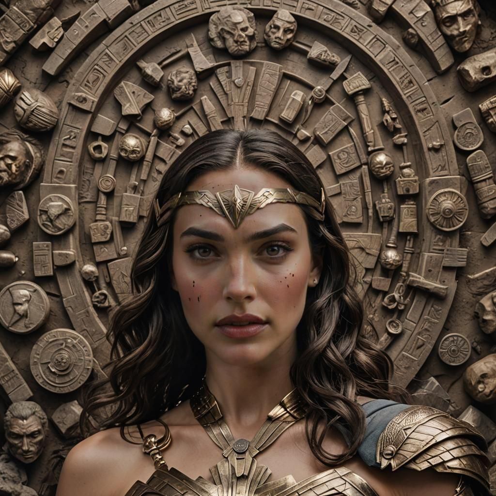 Wonderwoman Portrait with Ancient Artifacts